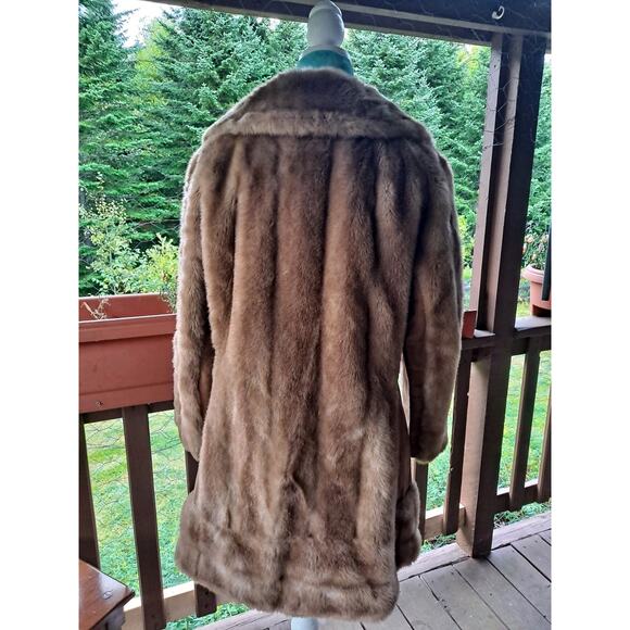 Vtg 70s Lilli Ann San Francisco Faux Fur Coat Tan Suede Trim Mod England - Picture 5 of 13